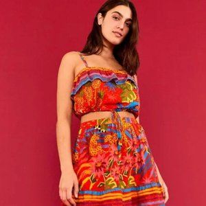 Farm Rio Red Magic Forest Crop Top Size XS or M